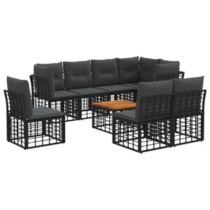 vidaXL Ensemble de canap&eacute;s d'ext&eacute;rieur 9 pcs Noir et Gris fonc&eacute;