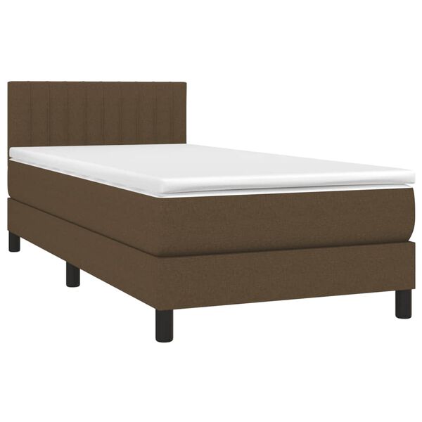 vidaXL Sommier &agrave; lattes de lit et matelas et LED Marron fonc&eacute; 90x200cm