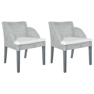 vidaXL Chaises &agrave; manger avec coussins lot de 2 gris rotin naturel