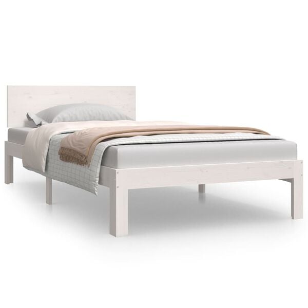 vidaXL Cadre de lit sans matelas blanc bois de pin massif 100x200 cm