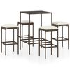 vidaXL Ensemble de bar de jardin 5 pcs coussins R&eacute;sine tress&eacute;e Marron