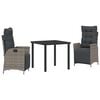 vidaXL Ensemble de salle &agrave; manger pour jardin 3 pc Gris polyrotin