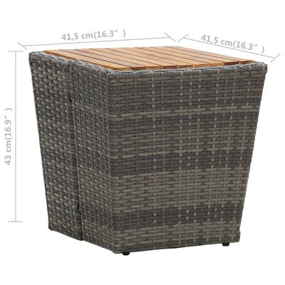 vidaXL Table à thé gris 41,5x41,5x43cm résine tressée et bois d'acacia