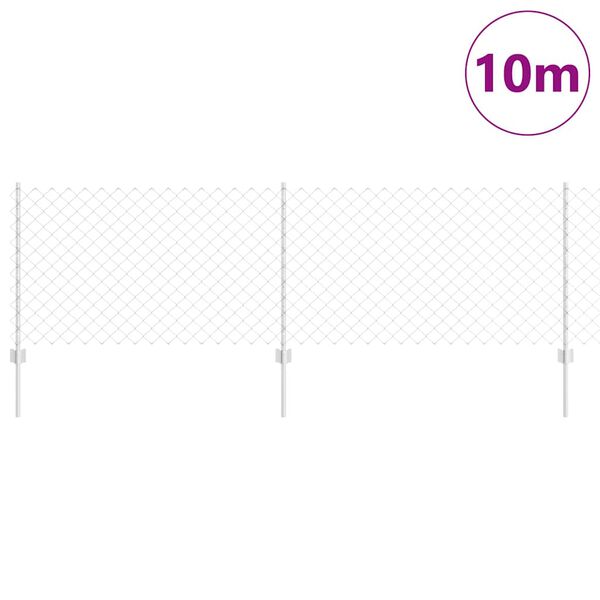 vidaXL Cl&ocirc;ture avec poteau Argent&eacute; 0,8 x 10 m Acier