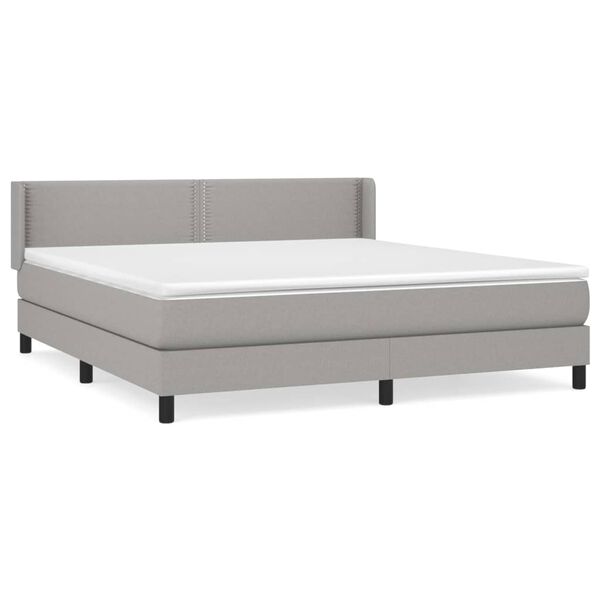 vidaXL Sommier &agrave; lattes de lit avec matelas Gris clair 160x200cm Tissu