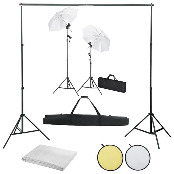 vidaXL Kit de studio photo avec toiles de fond lampes et parapluies