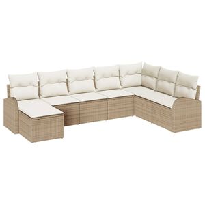 vidaXL Ensemble de Canap&eacute;s avec coussin 8 pcs Beige et blanc polyrotin