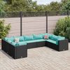 vidaXL Salon de jardin 9 pcs avec coussins Noir R&eacute;sine tress&eacute;e