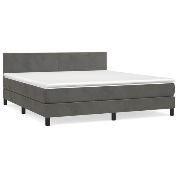 vidaXL Sommier &agrave; lattes de lit et matelas Gris fonc&eacute; 160x200cm Velours