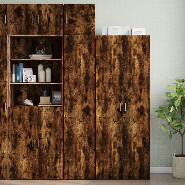 vidaXL Armoire de rangement mince chêne fumé 40x42,5x225 cm
