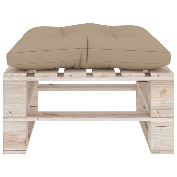 vidaXL Repose-pied palette de jardin avec coussin beige bois de pin