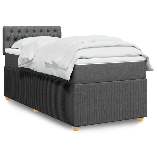 vidaXL Sommier &agrave; lattes de lit avec matelas Gris fonc&eacute; 80x200 cm Tissu