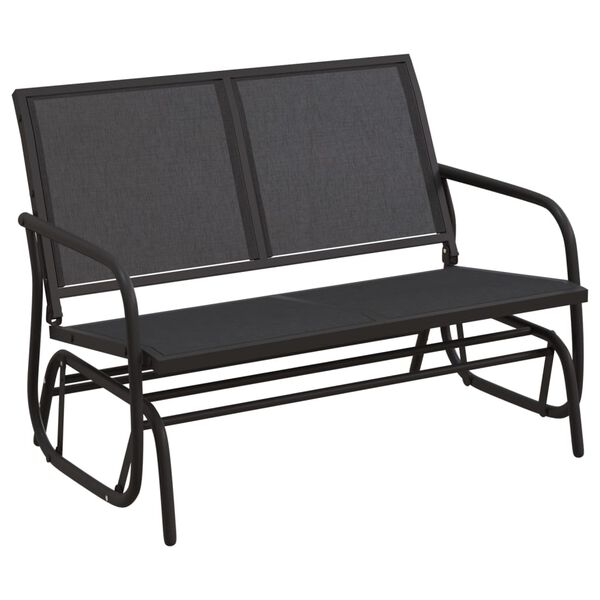 vidaXL Banc oscillant de jardin noir 120,5x76x86,5 cm textilène/acier