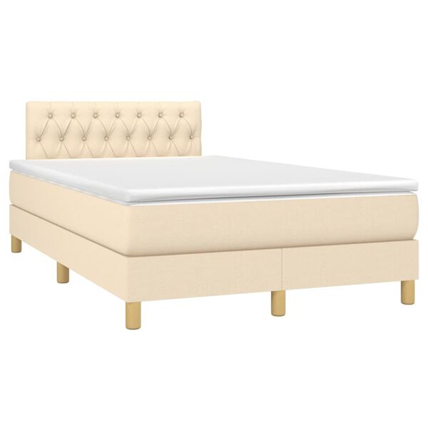 vidaXL Sommier &agrave; lattes de lit avec matelas Cr&egrave;me 120x200 cm Tissu