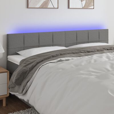 vidaXL Tête de lit à LED Gris foncé 200x5x78/88 cm Tissu