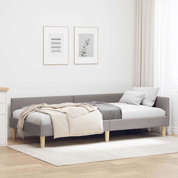 vidaXL Cadre de lit d'angle avec tête de lit Taupe 80 x 200 cm tissu