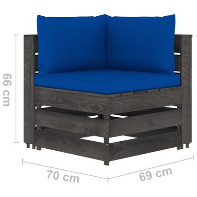 vidaXL Canapé de jardin 2 places avec coussins bois imprégné de gris