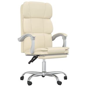 vidaXL Fauteuil inclinable de bureau Cr&egrave;me Similicuir