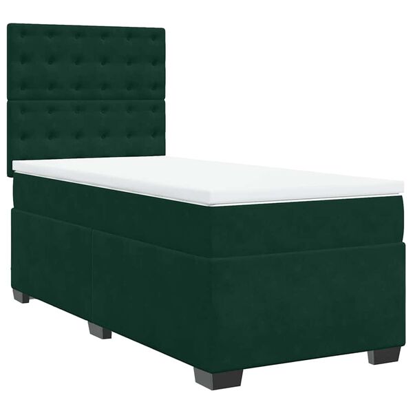 vidaXL Sommier &agrave; lattes de lit et matelas Vert fonc&eacute; 80x200 cm Velours
