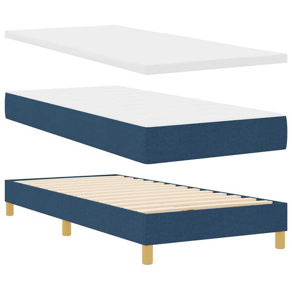 vidaXL Lit &agrave; ressorts avec matelas Bleu 200 x 90 cm Polyester
