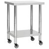 vidaXL Table de travail de cuisine avec roues 80x30x85 cm Inox