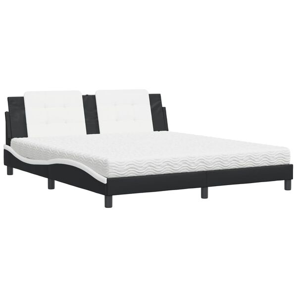vidaXL Lit avec matelas Zadar noir et blanc 180x200 cm similicuir