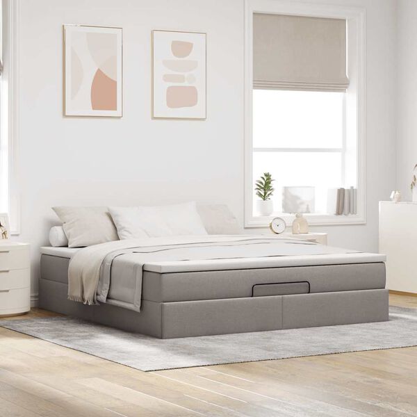 VidaXL Cadre de lit ottoman avec matelas taupe 160x200 cm tissu
