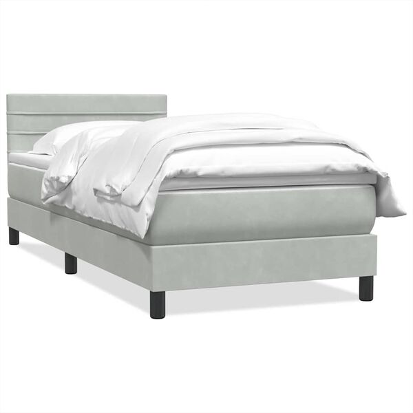 vidaXL Sommier &agrave; lattes de lit et matelas gris clair 80x220 cm velours