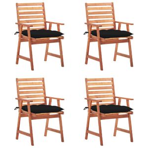 vidaXL Chaises &agrave; manger d'ext&eacute;rieur lot de 4 et coussins Acacia massif