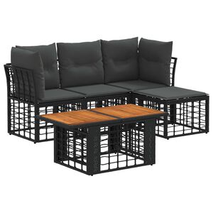 vidaXL Ensemble de canap&eacute; de jardin 5 pc Noir et Gris fonc&eacute; polyrotin