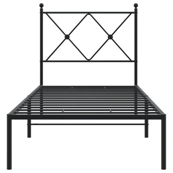 vidaXL Cadre de lit m&eacute;tal sans matelas avec t&ecirc;te de lit noir 80x200 cm