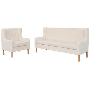 vidaXL Ensemble de canap&eacute;s 2 pcs tissu blanc cr&egrave;me