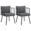 vidaXL Chaises de jardin lot de 2 avec coussins noir r&eacute;sine tress&eacute;e