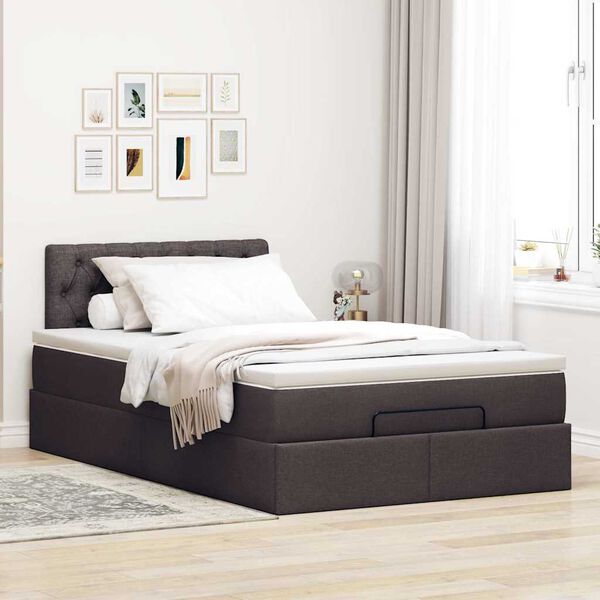 VidaXL Cadre de lit ottoman avec matelas marron fonc&eacute; 120x190 cm tissu