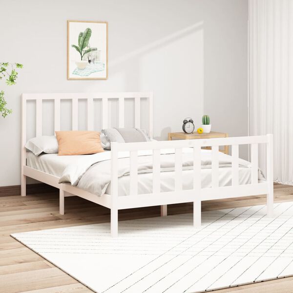 vidaXL Cadre de lit sans matelas blanc 160x200 cm bois de pin massif