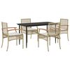 vidaXL Ensemble &agrave; manger de jardin avec coussins 5pcs Beige poly rotin