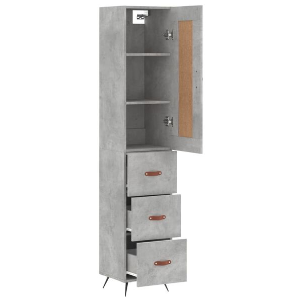vidaXL Buffet haut Gris b&eacute;ton 34,5x34x180 cm Bois d'ing&eacute;nierie