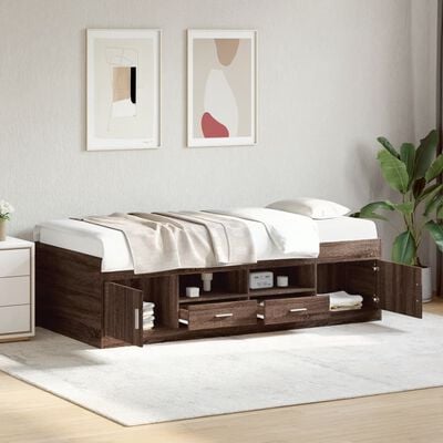 vidaXL Lit de jour avec tiroirs sans matelas chêne marron 90x190 cm