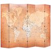 vidaXL Cloison de s&eacute;paration pliable 228 x 170 cm Carte du monde Jaune