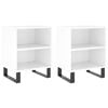 vidaXL Tables de chevet 2pcs blanc brillant 40x30x50cm bois ing&eacute;nierie