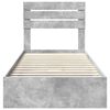 vidaXL Lit de Rangement Gris b&eacute;ton 70 x 190 cm Bois d'ing&eacute;nierie