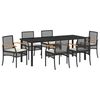 vidaXL Ensemble de salle &agrave; manger pour jardin 7 pc Noir Rotin