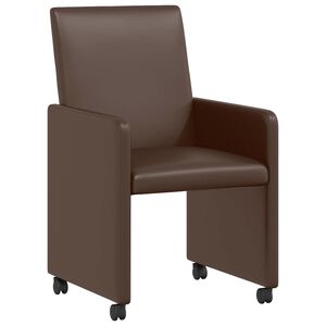 vidaXL Chaises de Salle &agrave; Manger avec Roues 2 pc Faux cuir Marron