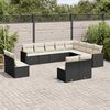 vidaXL Salon de jardin 12 pcs avec coussins noir r&eacute;sine tress&eacute;e