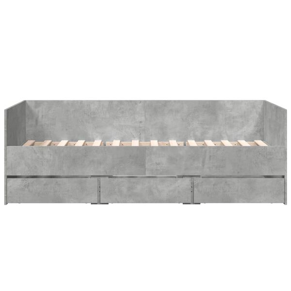 vidaXL Lit de jour avec tiroirs sans matelas gris b&eacute;ton 75x190 cm