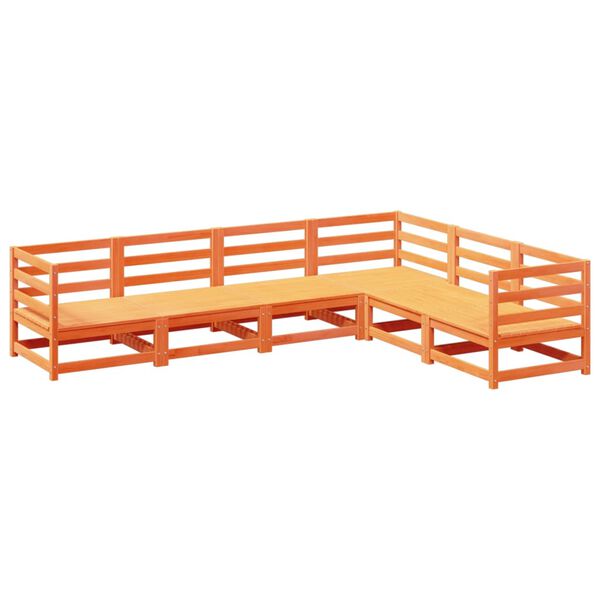 vidaXL Salon de jardin 6 pcs cire marron bois de pin massif