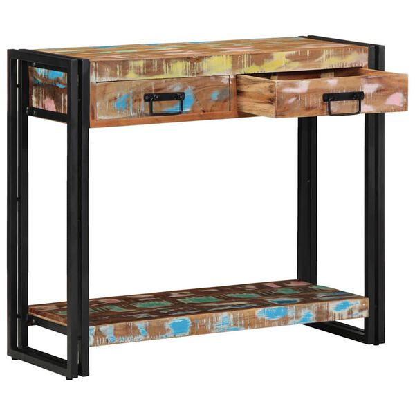 vidaXL Table console Multicolore bois de récupération massif