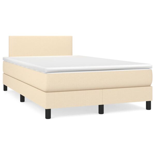 vidaXL Sommier &agrave; lattes de lit avec matelas Cr&egrave;me 120x200 cm Tissu