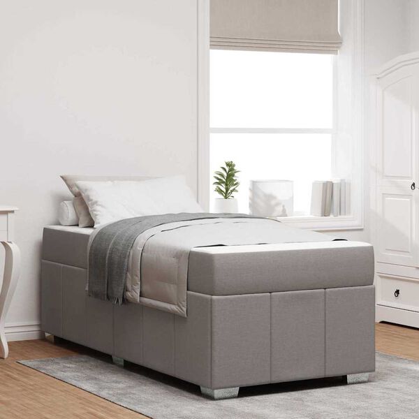 vidaXL Cadre de lit avec matelas Taupe 120 x 190 cm tissu