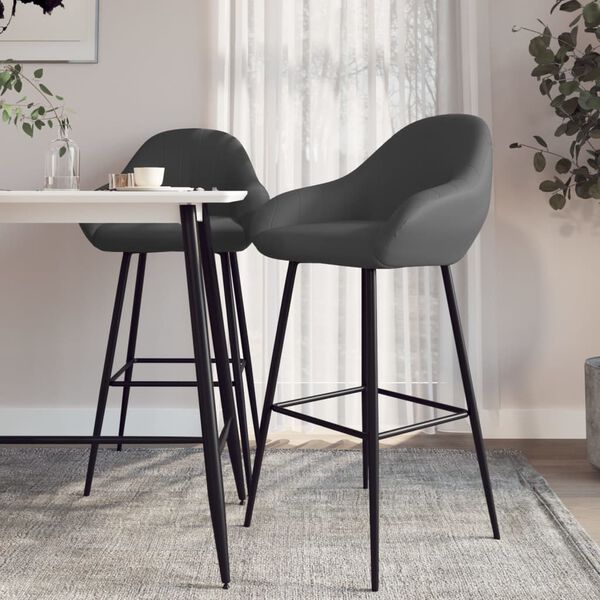 vidaXL Tabourets de bar lot de 2 gris similicuir